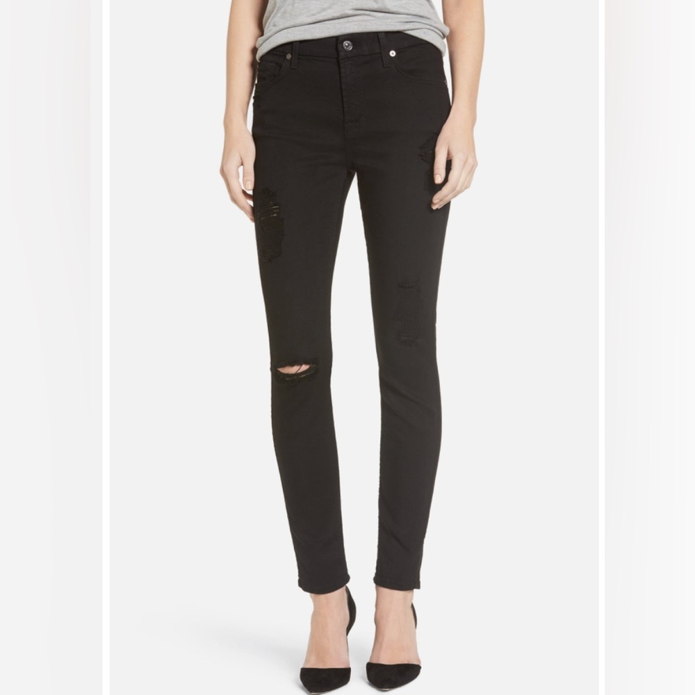 7 For All Mankind Jeans B(air) The Ankle Skinny Black Denim